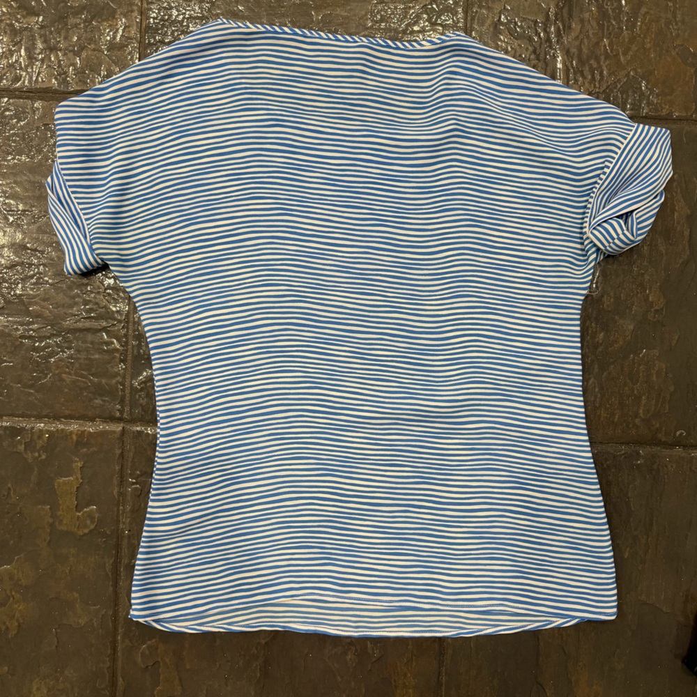 Banana Republic Elegant Blue Striped Short Sleeve Top Blouse Classic Style XS - Picture 8 of 8